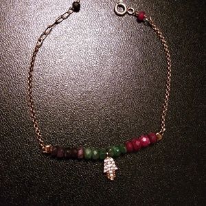 Sterling silver vintage bracelet with real stones.